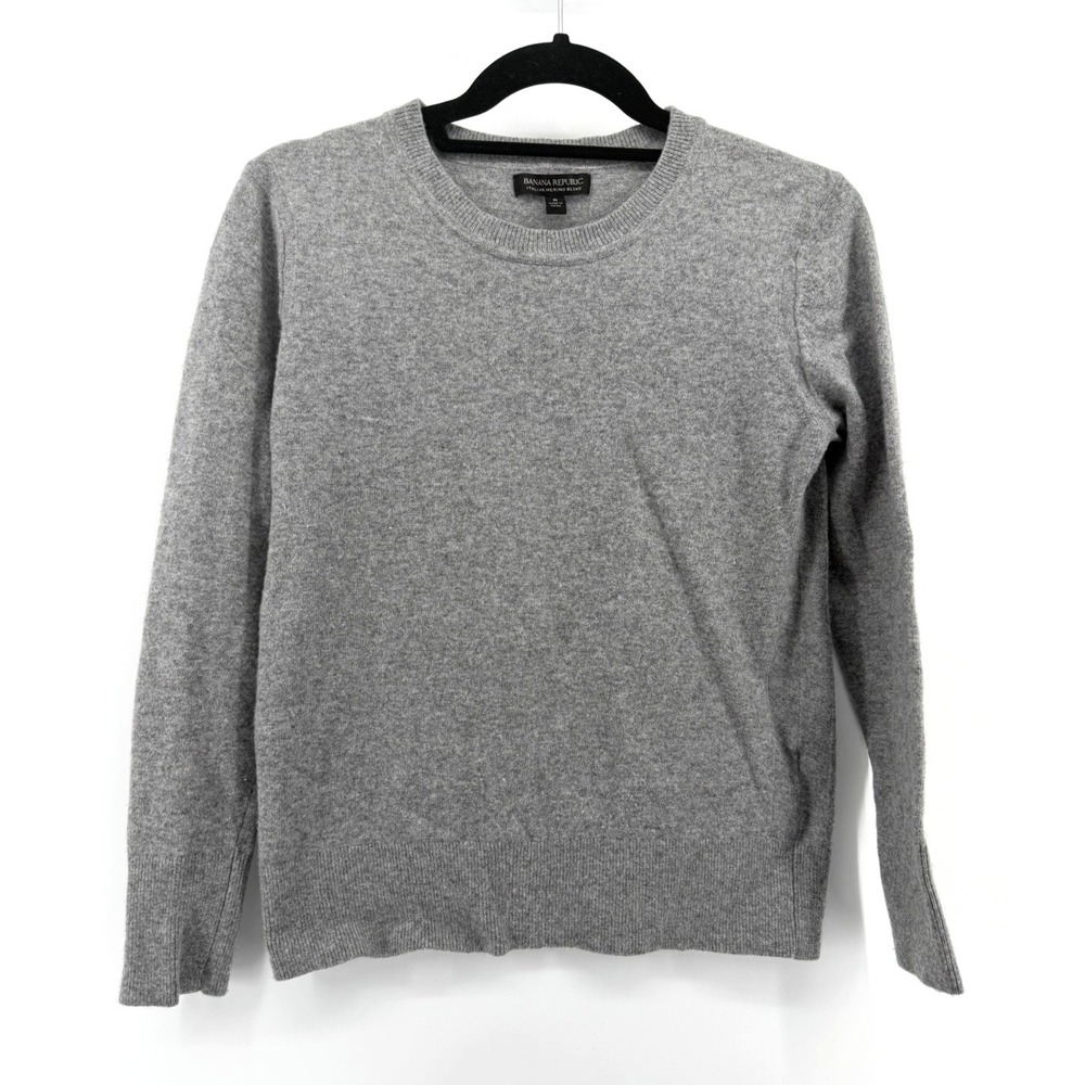 Banana Republic Gray Sweater Italian Merino Wool Blend Preppy Classic Women S